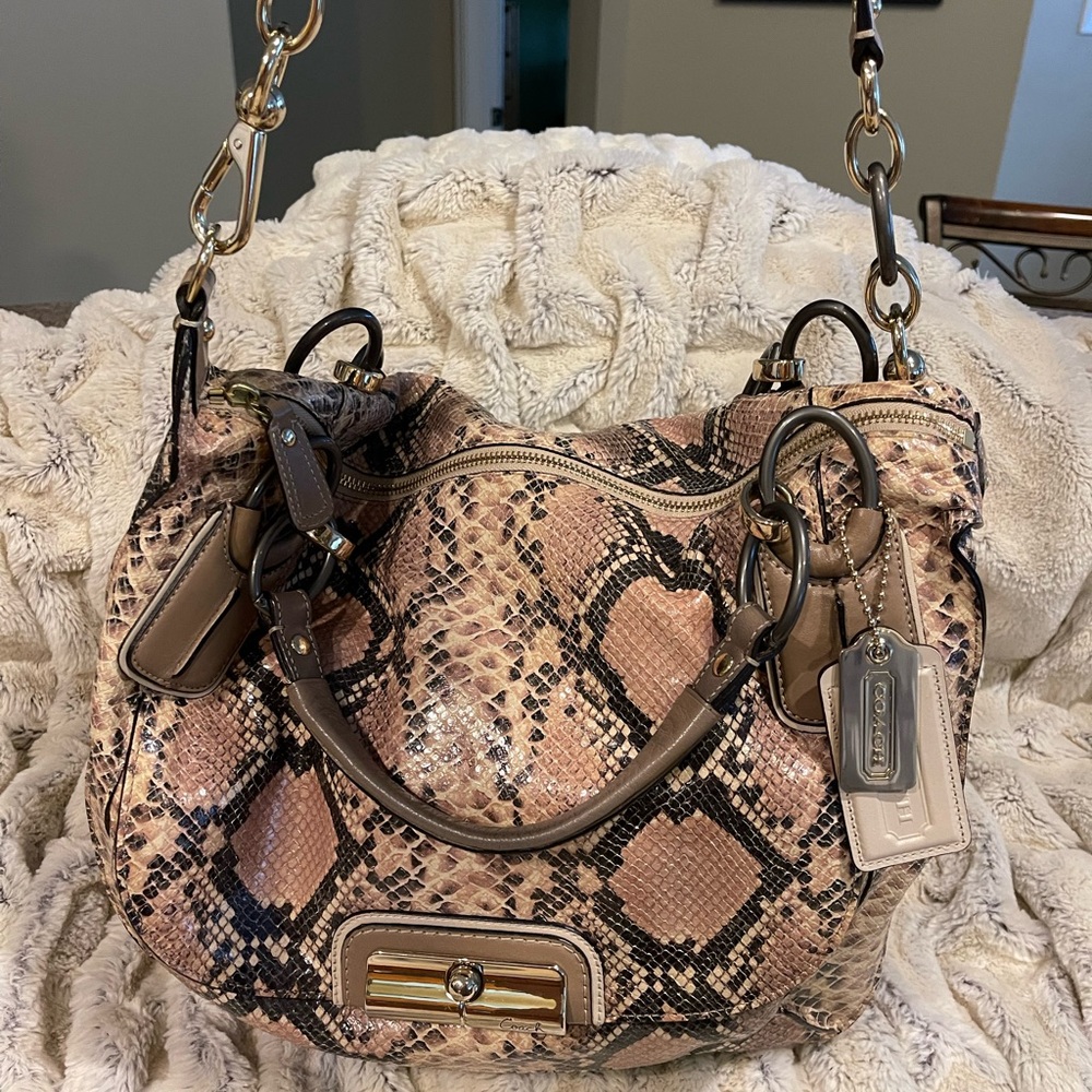 Coach Kristin Embossed Python Leather Hobo Bag - image 2